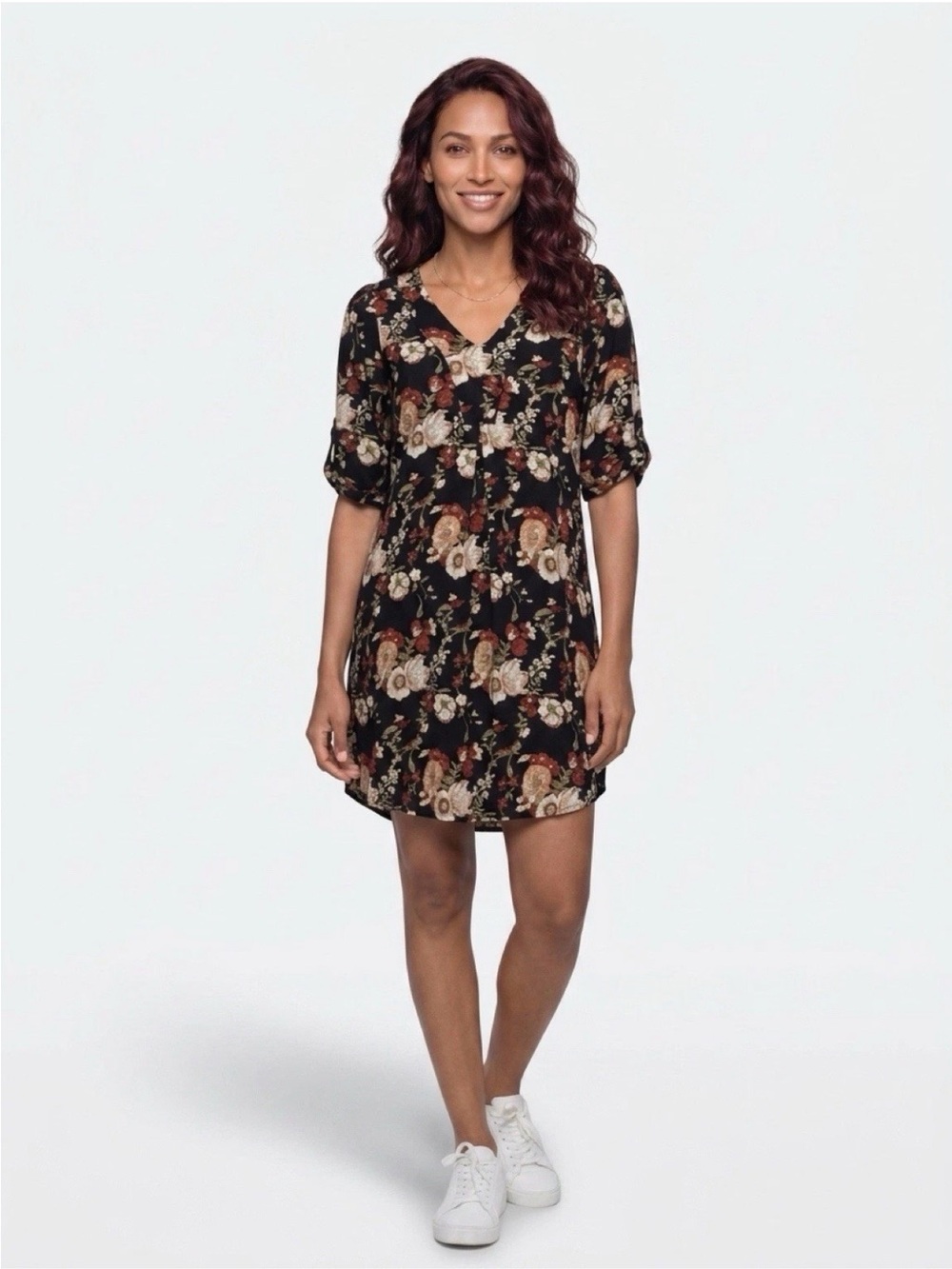 Cynthia Rowley Linen Blend Floral Dress V-neck and ruffled sleeves Size S